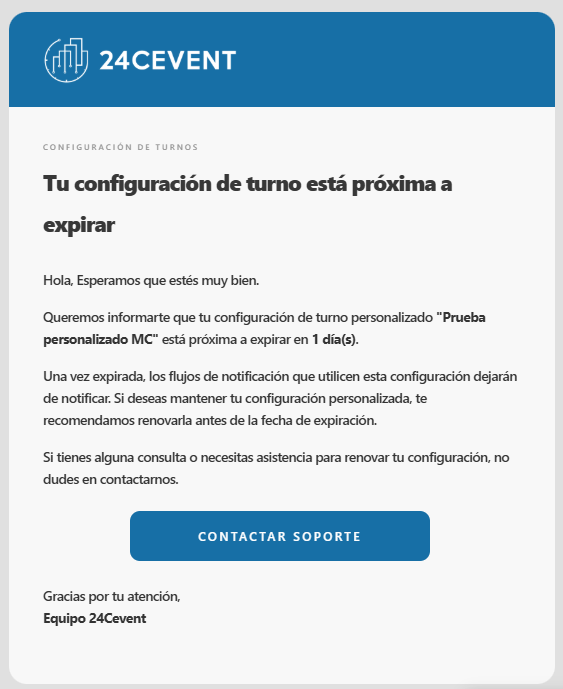 Aviso fin de rotación